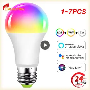 1 ~ 7ШТ Tuya Smart Light E27 Светодиодные Лампы RGB + WW + CW С Регулируемой яркостью Smart Life Голосовое Управление Работает с Alexa Home