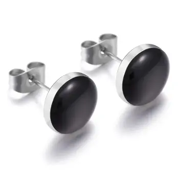 1 Пара новых модных черных круглых сережек из нержавеющей стали, модные серьги-гвоздики для ушей для женщин, мужчин, уличных украшений, подарков