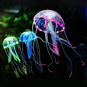 1 шт. Силиконовая имитация рыбы, Искусственная медуза, Светящиеся украшения, украшение для аквариума без запаха, Аксессуары для аквариума
