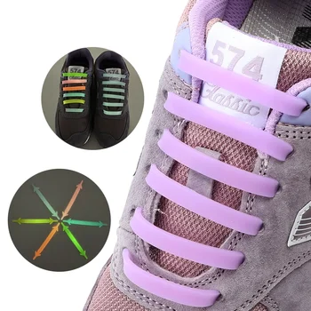 12шт Светящихся силиконовых шнурков без завязок, светящийся шнурок для повседневной обуви для детей и взрослых, Эластичные шнурки для кроссовок, Аксессуары