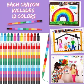 16шт цветных карандашей для укладки, Радужные Сборные цветные карандаши для детских вечеринок, 12 цветов