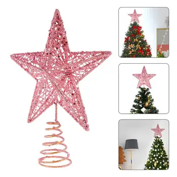 20-сантиметровая рождественская елка, Железная звезда, Сверкающее украшение для Рождественской елки, Пятиконечная звезда, Праздничный орнамент на верхушке дерева