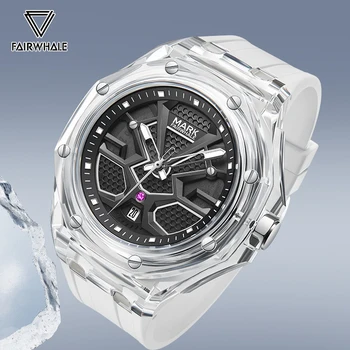 2023 Новые роскошные часы Для мужчин, Топовый бренд Mark Fairwhale, Модные Прозрачные Спортивные наручные часы с силиконовым ремешком, водонепроницаемые кварцевые наручные часы