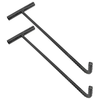 2шт Подъемник крышки люка из нержавеющей стали с Т-образным крючком, тяговый крюк для крышки люка, крючок для инструмента для люка