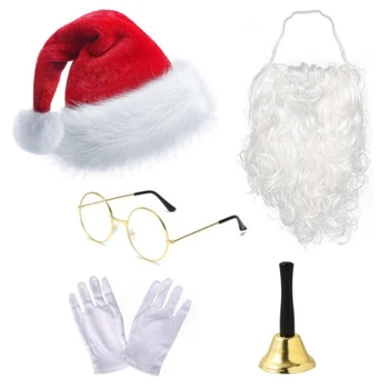 5 шт./компл. Косплей-костюм Санта Клауса для рождественской вечеринки, новогодние костюмы для ролевых игр