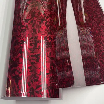 50 см * 500 см Высококачественная глянцевая виниловая наклейка из красного кованого углеродного волокна с технологией выпуска воздуха, наклейки с надписями