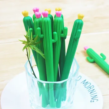 8шт Милая Мультяшная Декомпрессионная Ручка Cactus Мягкая Гелевая Нейтральная Ручка 0,5 мм Студенческая Креативная Канцелярская Ручка для подписи