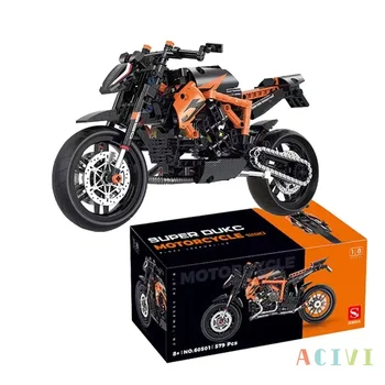 ACIVI Classic Motorbike Speed Champions Современная высокотехнологичная модель Moto 1290 1:8, наборы строительных блоков, кирпичные игрушки, подарки для детей
