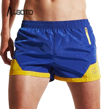 ALSOTO Летние мужские быстросохнущие пляжные шорты, сексуальная доска для серфинга, однотонные спортивные шорты с карманами, Удобные дышащие брюки