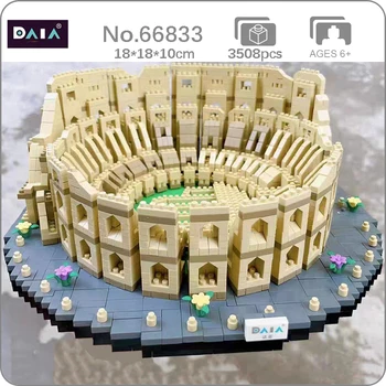 DAIA 66833 Мировая архитектура Рим Колизей Арена Стадион Площадь Мини Алмазные блоки Кирпичи Строительная игрушка для детей Без коробки