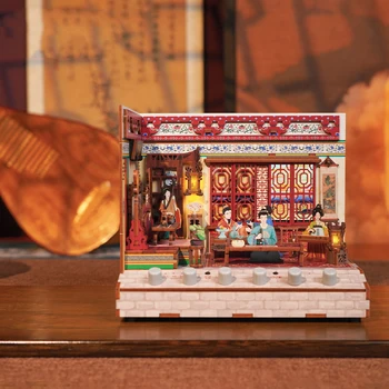 DIY Деревянные Кукольные Домики Китайский Павильон Принца Тенга Миниатюрные Строительные Наборы с Музыкой USB Power Кукольный Домик для Взрослых Подарки