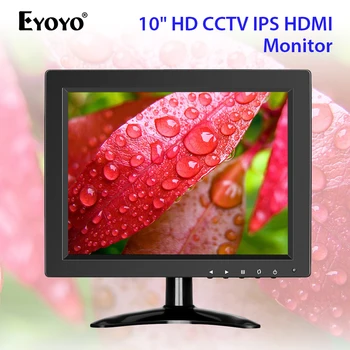Eyoyo 10-дюймовый IPS HD 1024x768 CCTV Монитор Безопасности HDMI Маленький ТЕЛЕВИЗОР и Компьютерный Дисплей для ПК ЖК-Экран 4: 3 с BNC HDMI VGA AV