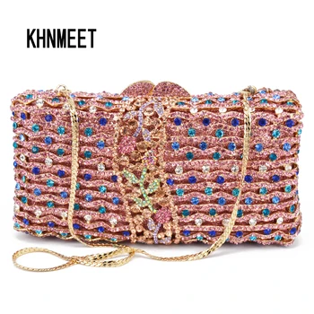 KHNMEET, Вечерние сумки с розовым бриллиантом, модные дизайнерские клатчи, сумки через плечо с цепочкой, SC797