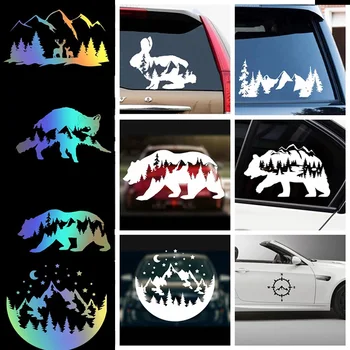 mountain bear rabbit car sticker reflective waterproof vinyl decal car accessories автомобильные товары наклейки на авто