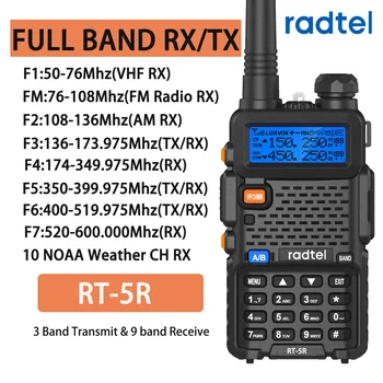 Radtel RT-5R Air Band Walkie Talkie Полнодиапазонная Портативная Am Fm Двухсторонняя Радиостанция Copy Freq Scrambler NOAA Ham Wireless Set Long Range