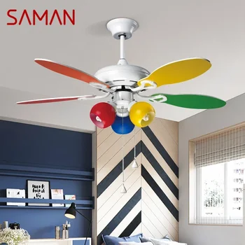 SAMAN Nordic LED Fan Light Современный Минимализм Ресторан Гостиная Кабинет Потолочный Вентилятор С Дистанционным Управлением Электрический Вентилятор Light
