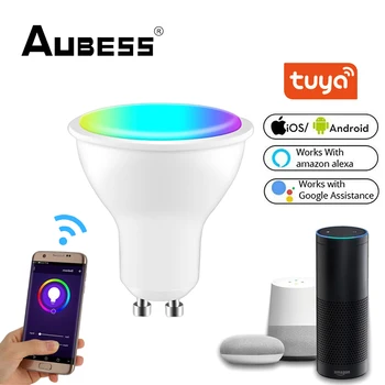 TUYA Wifi Smart GU10 Лампочка Прожектор RGB + CCT 4 Вт Лампа С Регулируемой Яркостью Голосовое Управление Работа С Alexa Google Home Яндекс Алиса