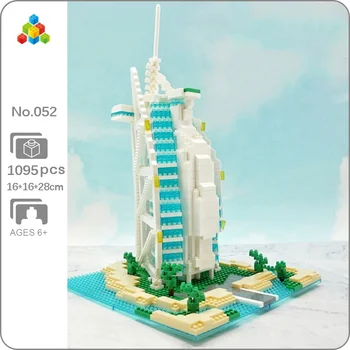 YZ 052 World Architecture Dubai Burj Al Arab Hotel Island Tower DIY Мини Алмазные блоки, Кирпичи, Строительная Игрушка для детей Без коробки
