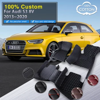Автомобильные коврики для Audi S3 8V Mk3 2013 ~ 2020 Роскошный Кожаный коврик, водонепроницаемый коврик, защита от грязи, полный комплект автомобильных аксессуаров 2014 2015