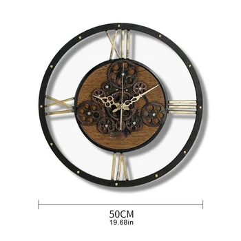 Американские винтажные настенные часы Gear, настенные часы, бесшумные часы в индустриальном стиле, персонализированные часы для гостиной, спальни большого диаметра 50 см