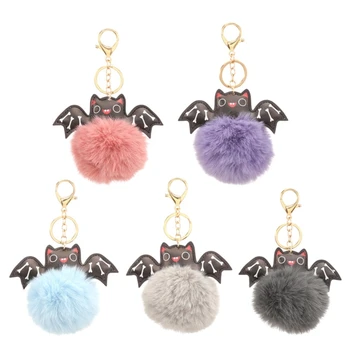 Брелок с летучей мышью на Хэллоуин, Плюшевый шар, Брелок для ключей, Аксессуары-шармы для девочек