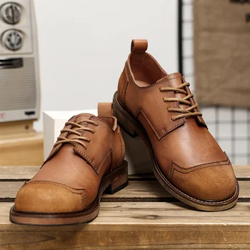 Весна-осень, хит продаж, мужская обувь из натуральной кожи, нескользящие рабочие модельные туфли, Мужские деловые модельные туфли, рабочая обувь для собеседования