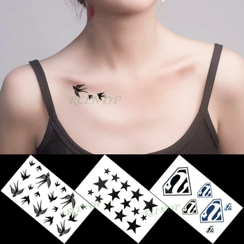 Водонепроницаемая временная татуировка, набор наклеек, значок со звездной птицей, мини-маленькая художественная татуировка, флэш-тату, поддельные татуировки для девочек, женщин, мужчин, детей