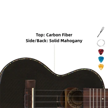 Гавайская гитара из углеродного волокна, Массивное Красное дерево, 23-26 дюймов, Концертная Тенор-гитара, Акустическая электрическая, Глянцевая, 4-струнная Гавайская гитара, Ra-гитара