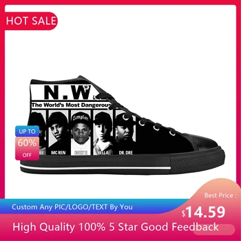 Горячая Nwa Straight Outta Compton Хип-Хоп Рэппер Рэп Повседневная Тканевая Обувь С Высоким Берцем Удобные Дышащие Мужские И Женские Кроссовки С 3D Принтом