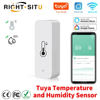Датчик температуры и влажности Tuya WiFi, Удаленный монитор SmartLife для умного дома, работающий с Alexa Google Assistant