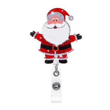Держатель значка Санта-Клауса с вращающимися катушками для праздничных значков Надежный и безопасный держатель цепочки для ключей Подарок для семьи, друзей и коллег