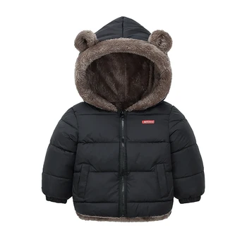 Детская хлопчатобумажная одежда, утепленная пуховая куртка для девочек, зимнее теплое пальто для маленьких детей, костюм на молнии с капюшоном, верхняя одежда для мальчиков