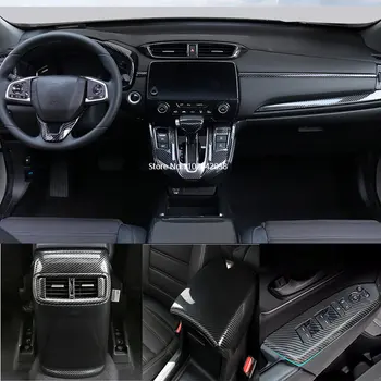 Для Honda CRV CR-V 2017-2021 Аксессуары для интерьера из ABS углеродного волокна, подлокотник, оконная накладка, панель переключения передач, крышка вентиляционного отверстия