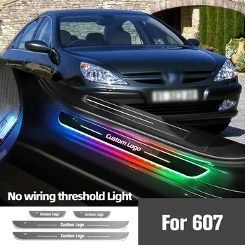 Для Peugeot 607 2002-2011 2007 2008 2009 2010 Подсветка порога автомобиля с индивидуальным логотипом, светодиодная лампа для педали порога приветствия, Аксессуары