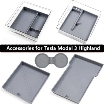 для Tesla Модель 3 Highland 2024 Аксессуары для интерьера Органайзер для хранения Центральной консоли Прозрачный Подлокотник Коврик для хранения