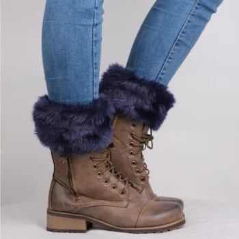 Женские зимние теплые гетры с меховой отделкой, связанные крючком, манжеты, верхушки, носки для ботинок