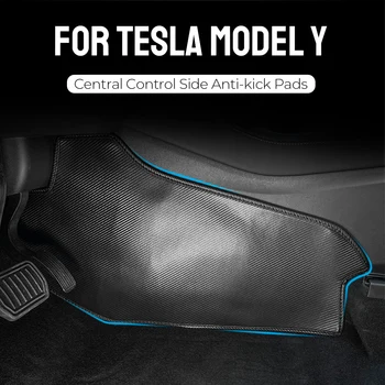 Защитный кожаный коврик для Tesla Model Y, Противоударные накладки, накладка центрального управления, Боковая отделка, Износостойкие Аксессуары для салона автомобиля