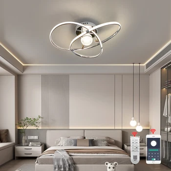 Золотой / Хромированный светодиодный потолочный светильник для гостиной, современная светодиодная люстра, подвесной потолочный светильник для гостиной, блеск Alexa / Приложение / Пульт дистанционного управления