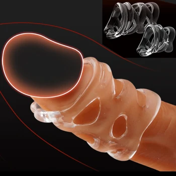 Кольцо для пениса с полой крайней плотью, мужское кольцо для физической коррекции члена, дышащий рукав для головки, секс-игрушки для мужчин, товары для секса с задержкой времени