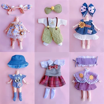 Комплект одежды для куклы Ob11 16-17 см, модный костюм, юбка для куклы 1/8 bjd, 6 дюймов, милая одежда, униформа