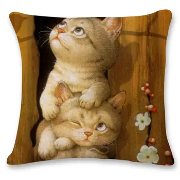 Креативная наволочка с рисунком кота, ручная роспись, подушка для домашнего автокресла, наклоняемый диван