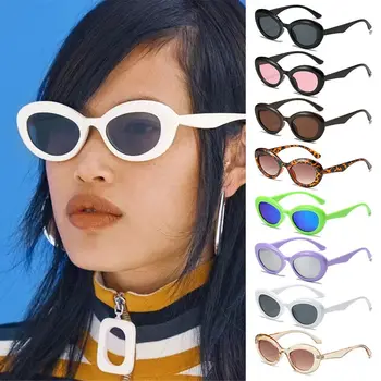Модные оттенки Женские овальные солнцезащитные очки UV400 Винтажные очки солнцезащитные очки в стиле панк Y2k Солнцезащитные очки