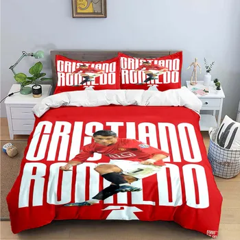 Модный футбольный комплект постельного белья с цифровой печатью R-Ronaldo, пододеяльник, стеганое одеяло, кровать для молодежи, подарок на день рождения для девочек и мальчиков