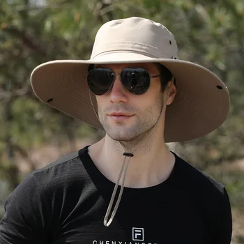 Мужская шляпа рыбака с увеличенными полями, солнцезащитная шляпа для путешествий, рыбалки, кемпинга, пешего туризма