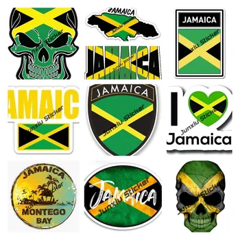 Наклейка с флагом Ямайки, Наклейка с картой Ямайки, Наклейка с Карибским Островом, Креативная Наклейка с Черепом на карте Ямайки, Светоотражающая Наклейка, Аксессуары