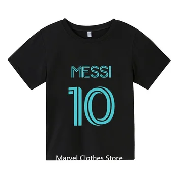 Новая футболка Месси 2024 года, детская футбольная майка, детская одежда, детская летняя футболка с короткими рукавами, повседневные топы