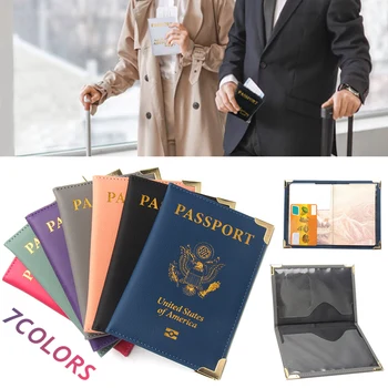 Обложка для паспорта из искусственной кожи для путешествий в США, персонализированная Женская обложка для паспорта США, футляр для американского паспорта для Америки, футляр для проездных документов для мужчин.