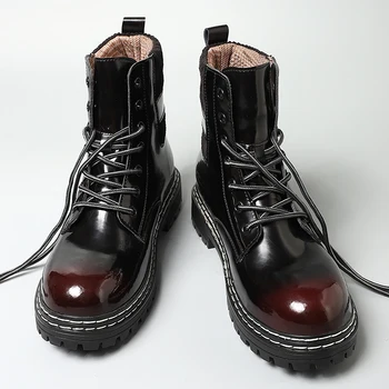 Оригинальные мужские двухслойные ботинки из воловьей кожи с круглым носком 35-46, Модный удобный тренд, легкий молодежный тренд