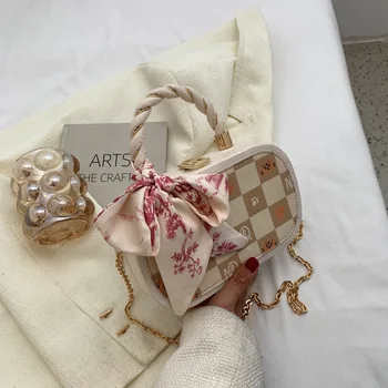 оригинальный дизайн бренда сумки для женщин 2023 роскошные сумки bolso реплика мода Ретро женская сумка через плечо коробка сумка Шелковый шарф