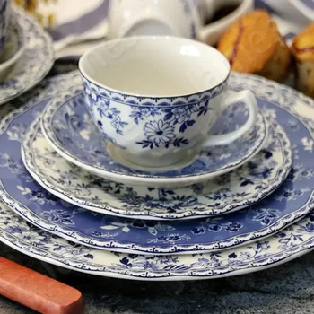 Подглазурная Цветная тарелка Винтажные Керамические тарелки для стейков, пасты, блюд из серии 